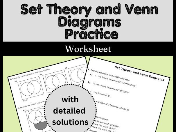Set Theory and Venn Diagrams Practice Worksheet (with solutions)