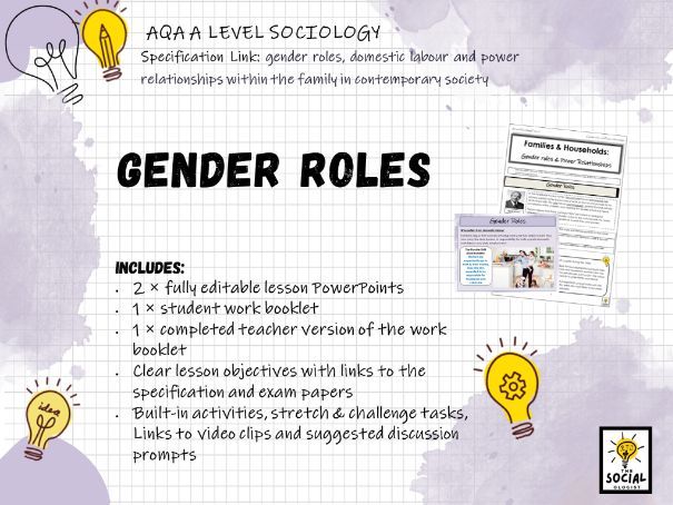 AQA A level Sociology - Families & Households - Gender Roles
