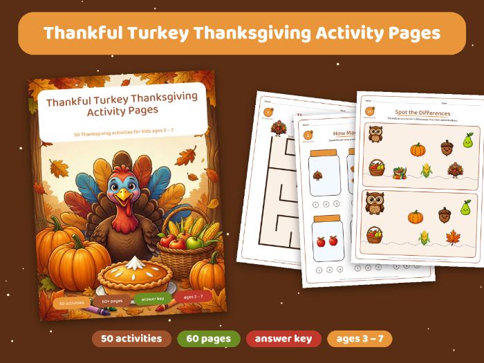 Thanksgiving Worksheets PreK Kindergarten – 50 No-Prep Activities