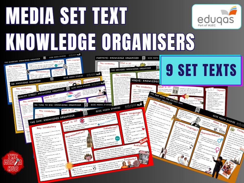GCSE Media Knowledge Organisers Revision Bundle | Set Texts | GCSE Media | Eduqas | Component 1