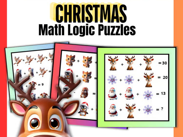 Christmas Winter Math Logic Puzzles – Addition and Subtraction + Posters