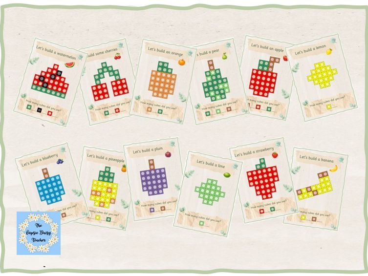 Multilink/Snap Cube Challenge Cards - Fruit (Natural Theme)