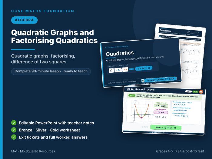 Quadratic Graphs and Factorising Quadratics – GCSE Maths Foundation Lesson