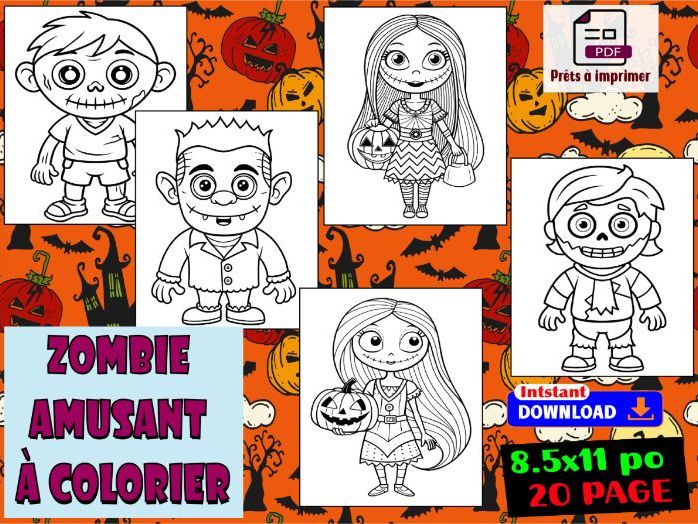 Personnage de Zombie amusant à colorier