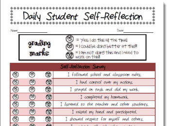 Daily Student Behavior Self-Reflection Tracker Form Template