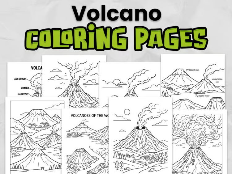 Volcano Colouring Pages | Volcano & Earth Science Activity | EYFS & KS1 Science Worksheets
