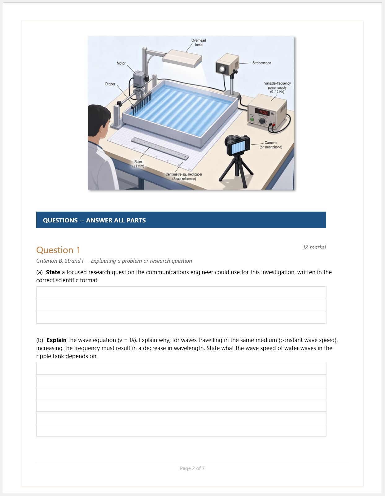 MYP Grade 10 Physics: 3 Criterion B Assessment Tasks - Waves - 2026 ...