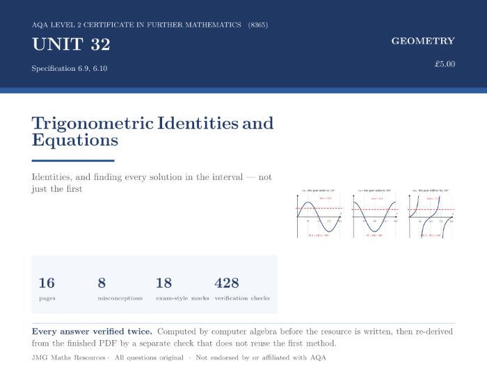 AQA Level 2 Further Maths - Trigonometry: Trig Identities