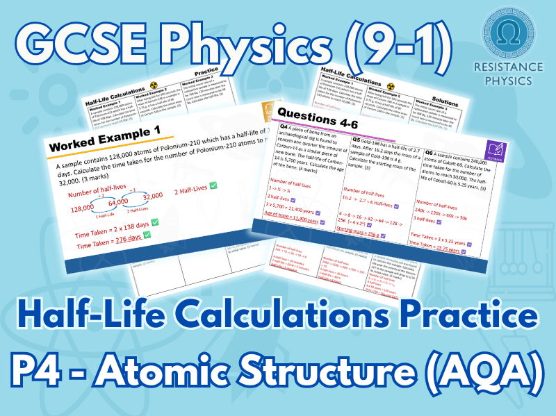 Half-Life Calculations - SLOP Worksheet with Worked Examples and Answers