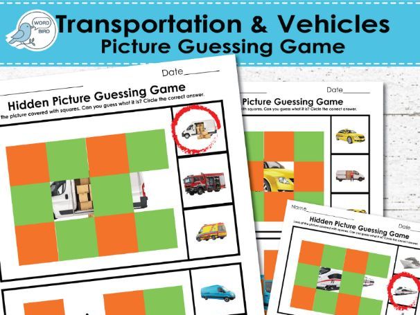 Transportation & Vehicles Hidden Picture Guessing Game | 10 Pages | Preschool, ESL, Montessori