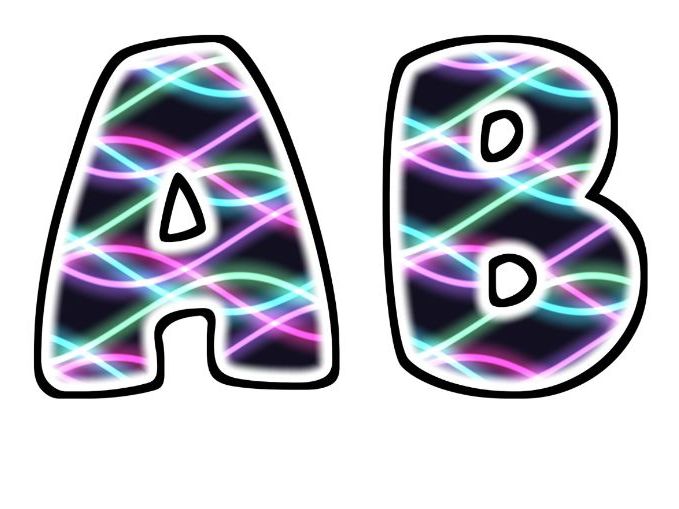 Neon Lights Glow Bubble Letters | Bulletin Board Letters | Classroom Display Pack