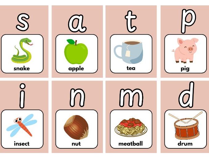 Phonics picture and word flashcards - Phase 2, 3 and 5 (Pastel)