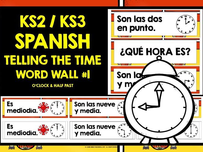 SPANISH TELLING THE TIME WORD WALL #1