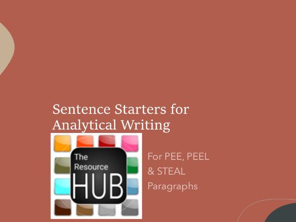 Sentence Starters for Analytical Writing | PEE, PEEL, STEAL Support Slides