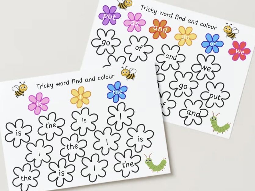 Tricky word find and colour