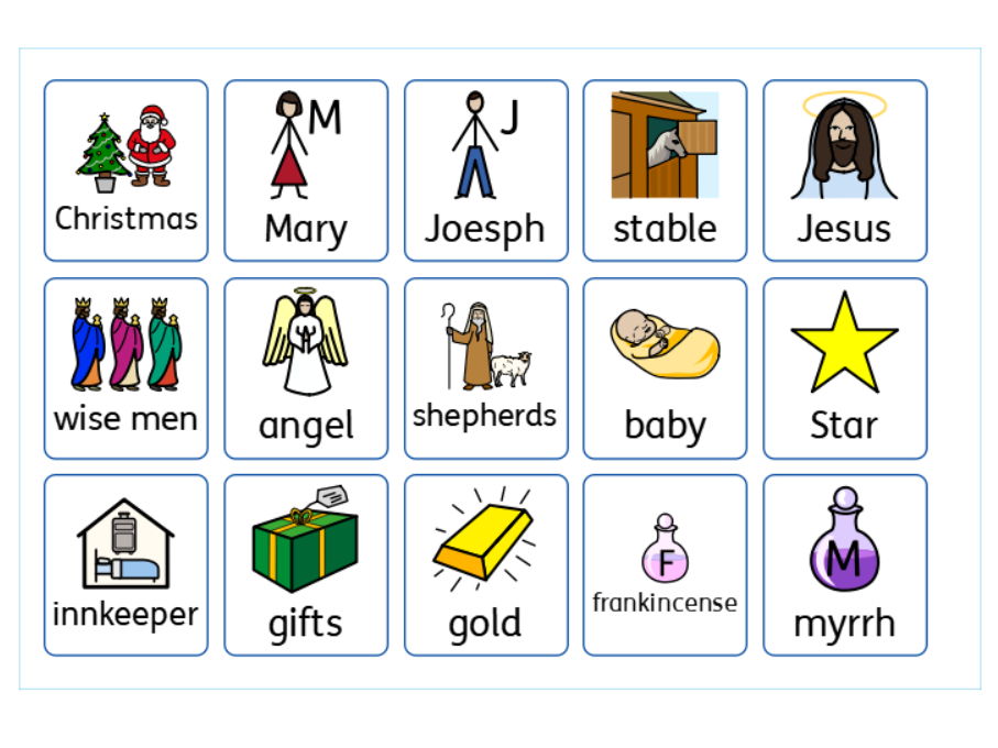 Christmas Story word bank/word mat and symbols