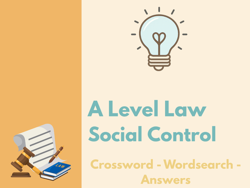 A Level Law – Social Control - Crossword & Wordsearch