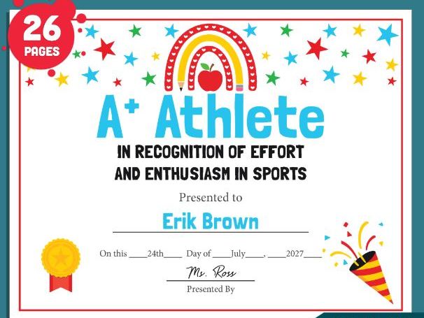 Editable Student Recognition Awards