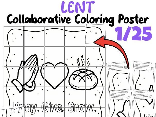 Lent Collaborative Coloring Poster | Prayer, Fasting & Giving Activity