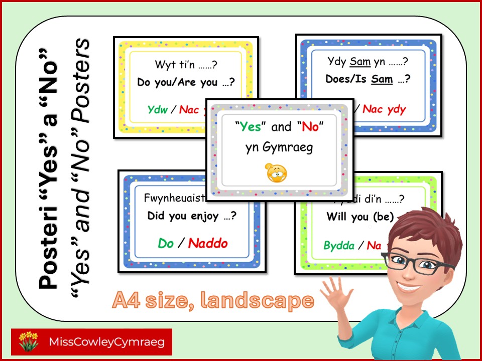 "Yes" and "No" yn Gymraeg - Display posters
