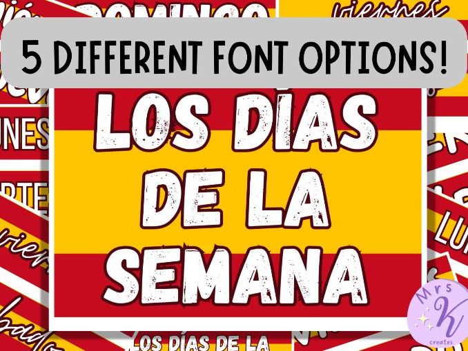 Spanish MFL Days of the Week Display