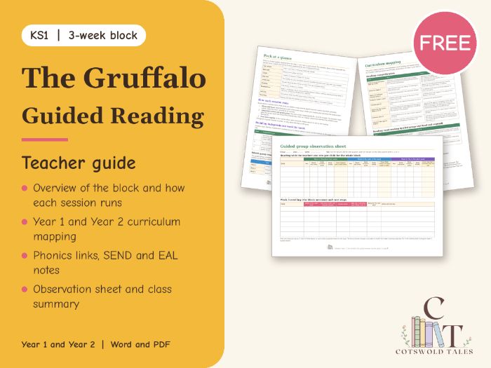 The Gruffalo Guided Reading KS1: Free Teacher Guide and Assessment Sheets