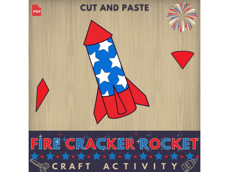 Rocket 4th Of July Craft Activity | Build a Rocket Template | Color, Cut & Paste Fun