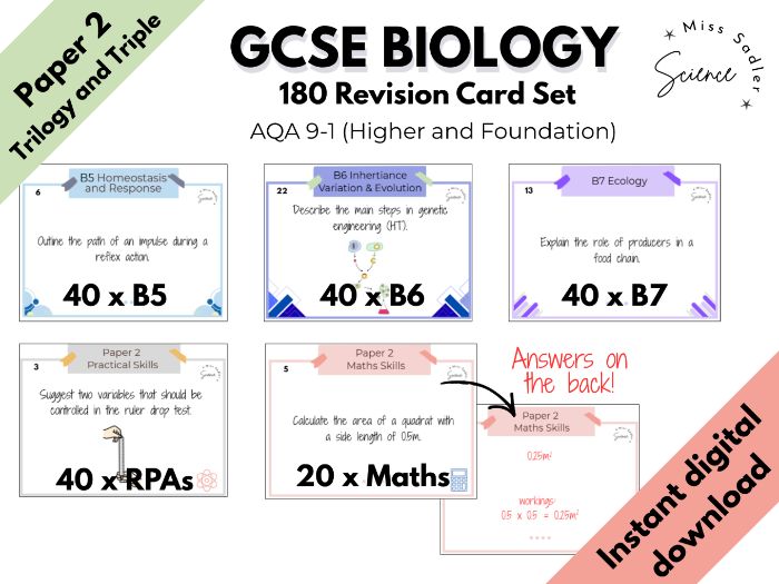 AQA GCSE Biology Paper 2 Flashcards x180