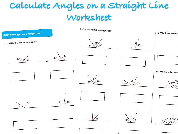 Shape Worksheet - Calculating Angles on a Straight Line
