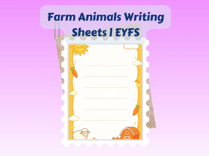 9 Farm Animal Writing Paper | Phonics & CVC Word Practice Sheets