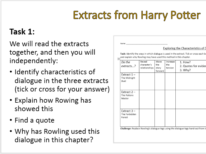 word how from extract image document with from Dialogue Harry Uses Potter extracts of by