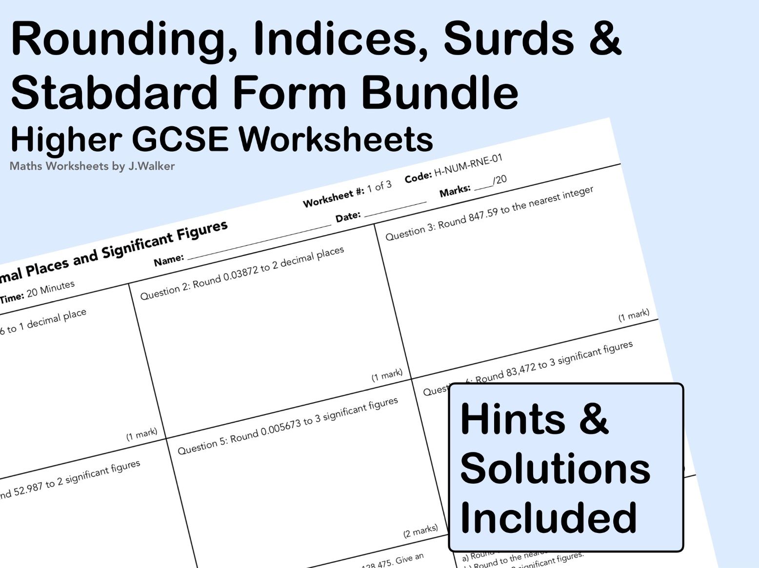 GCSE Maths: Rounding, Indices, Surds & Standard Form Bundle - Higher Tier