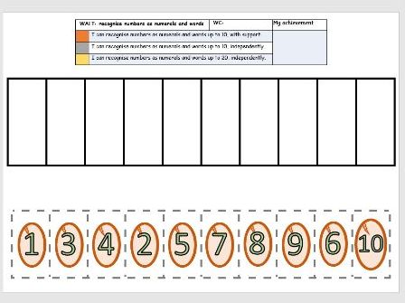 Dinosaur counting to 10/20 worksheet