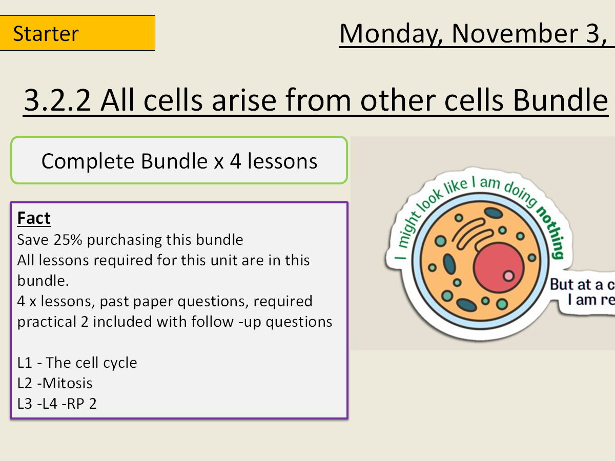 AQA A-Level New specification -3.2.2 All cells arise from other cells Complete Bundle