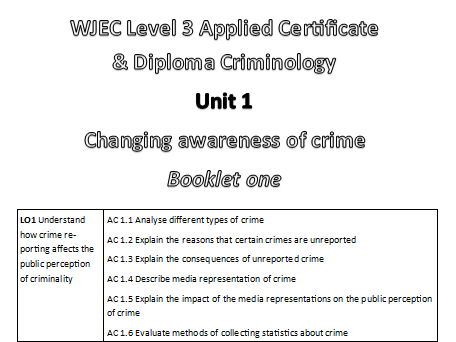 WJEC Criminology Unit 1 booklets (2026)