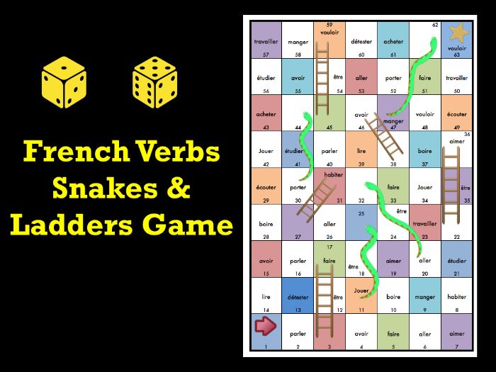 French Verbs Snakes and Ladders Game Teaching Resources