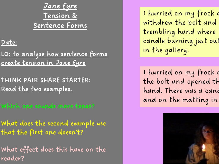 KS3 English Gothic - Sentence Forms and Tension in Jane Eyre Lesson