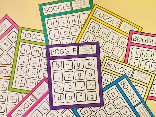 Boggle Challenge Cards