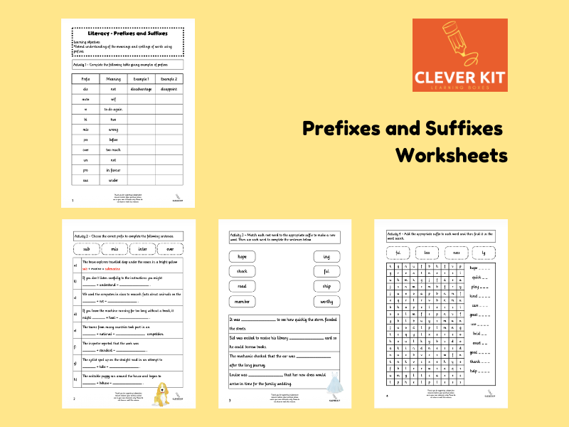 Prefixes and Suffixes Worksheets