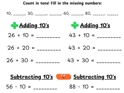 Adding and subtracting 10 from a two digit number