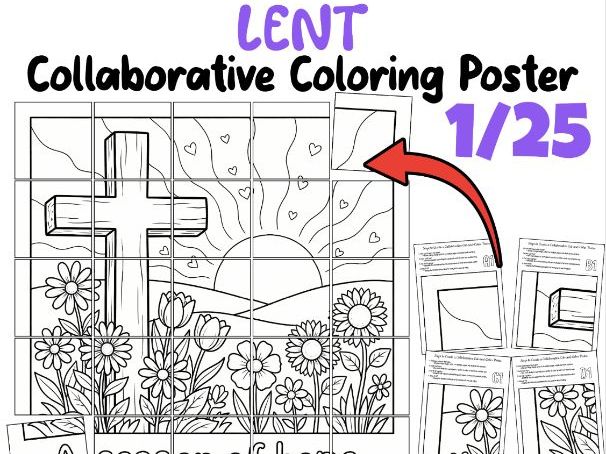 Lent Collaborative Coloring Poster | Hope and Renewal Reflection