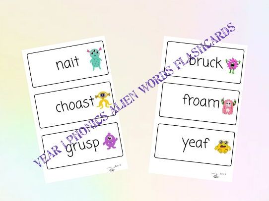 Year 1 alien words flashcards (2 sets of 45)