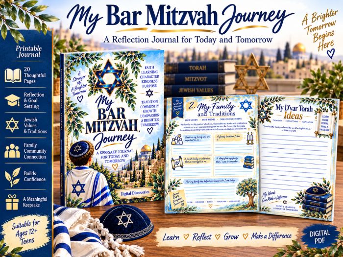 My Bar Mitzvah Journey | Jewish Studies Reflection Journal for Teens | Torah, Values & Personal Grow