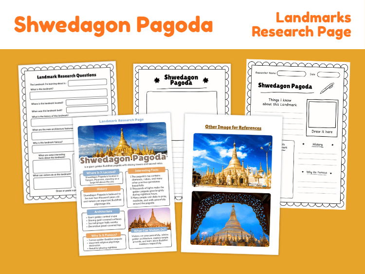 Shwedagon Pagoda Research Project | Myanmar Landmark Worksheets