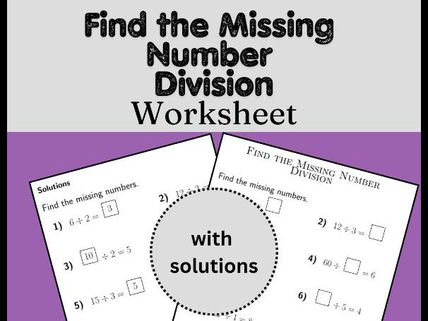 Find the Missing Number Division Worksheet (with solutions)