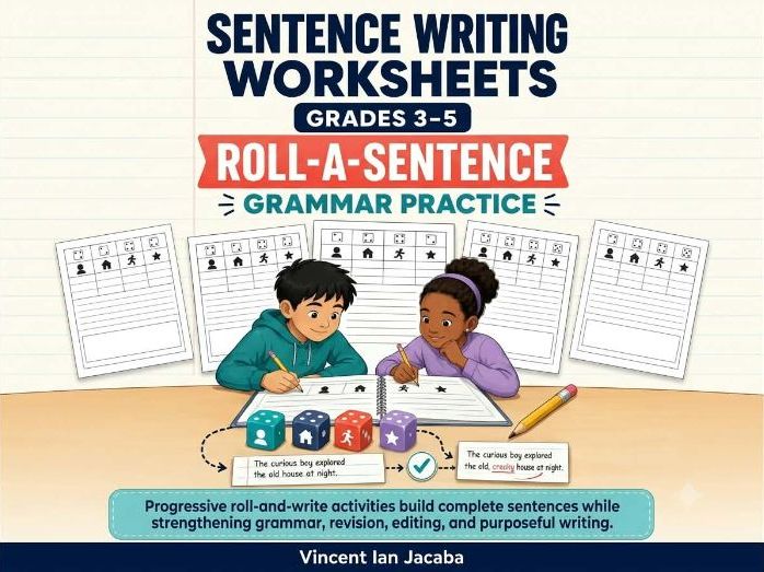 Sentence Writing Worksheets Grades 3–5 | Roll-a-Sentence Grammar Practice