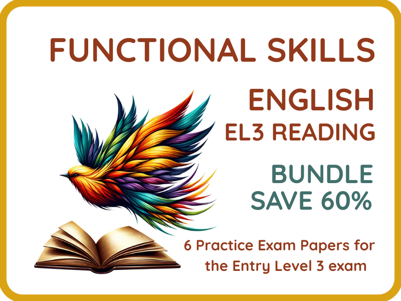 Entry Level 3 Functional Skills English – Reading Practice Paper Bundle  - 6 Papers