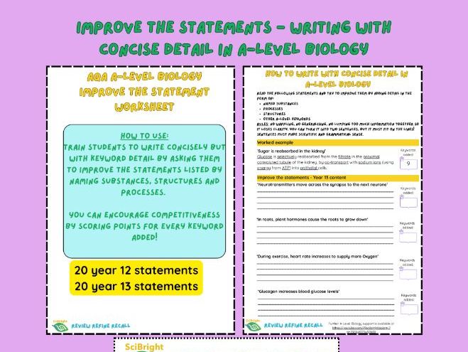 Improve the statements - Writing in concise detail in A-Level Biology