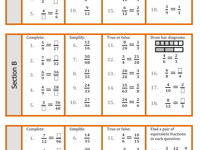 Equivalent Fractions and Simplification