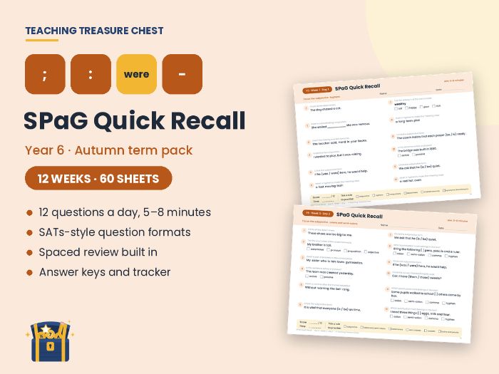 Year 6 SPaG Quick Recall: 12-Week SATs Grammar and Punctuation Starters